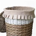Portabiancheria ovale in vimini beige e bianco 49X34H56 in set di 3