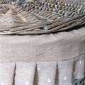Portabiancheria ovale in vimini beige e bianco 49X34H56 in set di 3