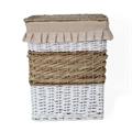 Portabiancheria ovale in vimini beige e bianco 45X33H56 in set di 3