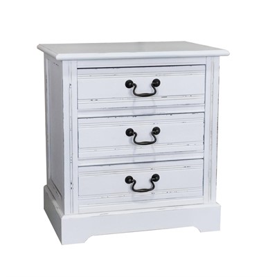 Comodino bianco in legno di pino ed mdf Alice 55X40H60 