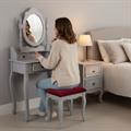 TOELETTA CONSOLE GIULIA IN MDF E LEGNO DI PINO GRIGIO 75X40H142 - SPECCHIO E SGABELLO INCLUSI