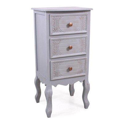 CASSETTIERA GIULIA 3 CASSETTI IN MDF E LEGNO DI PINO GRIGIO CM 40X30H82 