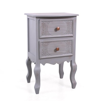 CASSETTIERA 2 CASSETTI GIULIA IN MDF E LEGNO DI PINO GRIGIO CM 40X30H64 