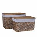 BAULE IN VIMINI GRIGIO CON FODERA CM 60X40H39 SET 2 PEZZI