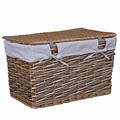 BAULE IN VIMINI GRIGIO CON FODERA CM 60X40H39 SET 2 PEZZI