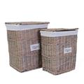 PORTABIANCHERIA RETTANGOLARE VIMINI GRIGIO HOME CON FODERA 45X33H56 SET DUE PEZZI