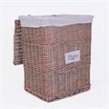 PORTABIANCHERIA RETTANGOLARE VIMINI GRIGIO HOME CON FODERA 45X33H56 SET DUE PEZZI