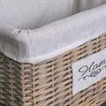 SCATOLA CESTO CON COPERCHIO IN VIMINI GRIGIO HOME FODERATA 35X25H25 SET DI 2 PEZZI