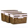 BAULE IN BAMBOO MARRONE CON FODERA CM 65X40H42 SET DI 3 PEZZI