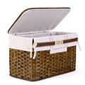 BAULE IN BAMBOO MARRONE CON FODERA CM 65X40H42 SET DI 3 PEZZI