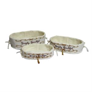 CESTO IN BAMBOO OVALE BIANCO SIMPLY BEAUTIFUL CON FODERA CM 43X30H13 SET DI 3