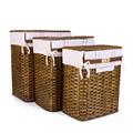 PORTABIANCHERIA BAMBOO MARRONE CON FODERA CM 48X36H58 SET DI 3 PEZZI