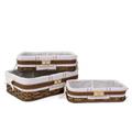 CESTO IN BAMBOO MARRONE CON FODERA 43X30H13 SET DI 3 PEZZI