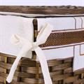 SCATOLA CESTO CON COPERCHIO IN BAMBOO MARRONE CON FODERA CM 38X29H22 IN SET DI 3