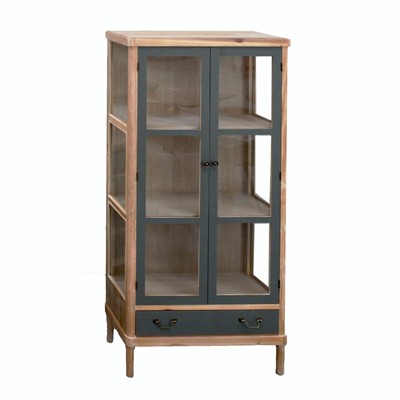 VETRINA ELISABETTA IN PINO/MDF/VETRO COL.MIELE 2A1C 80X35H165