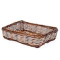 CESTO A VASCHETTA IN VIMINI ED ECO RATTAN MARRONE GRIGIO E BEIGE 40X30H10