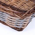 CESTO A VASCHETTA IN VIMINI ED ECO RATTAN MARRONE GRIGIO E BEIGE 40X30H10