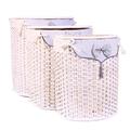 PORTABIANCHERIA BAMBU BIANCO SEMIROTONDO CON FODERA E FIOCCO CM 48X36H58 IN SET DI 3