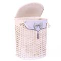 PORTABIANCHERIA BAMBU BIANCO SEMIROTONDO CON FODERA E FIOCCO CM 48X36H58 IN SET DI 3
