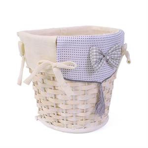 GETTACARTA IN BAMBOO BIANCO SEMIROTONDO CON FODERA E FIOCCO CM 25X20H25