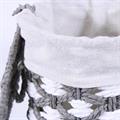 Cesto portarotolo in fibra di cellulosa bianco e grigio foderato con coperchio. Diametro 17 x 37H