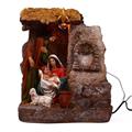PRESEPE RESINA CON FONTANA A BATTERIA E LUCE CM.28X18H36