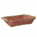 CESTO VIMINI RETTANGOLARE NATURALE E ROSSO CM 48/45X34H12 - PER CONFEZIONE NATALIZIA