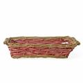CESTO VIMINI RETTANGOLARE NATURALE E ROSSO CM 48/45X34H12 - PER CONFEZIONE NATALIZIA