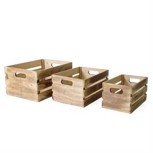 CASSETTA IN LEGNO DI ABETE BRUNITA 36X26H18 SET DI 3 