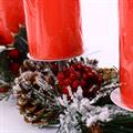 PORTA CANDELE CENTROTAVOLA 3 POSTI CON 3 CANDELE ROSSE INCLUSE CM.50x20xH9