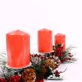 PORTA CANDELE CENTROTAVOLA 3 POSTI CON 3 CANDELE ROSSE INCLUSE CM.50x20xH9
