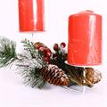 PORTA CANDELE FERRO 2 POSTI  CON 2 CANDELE ROSSE INCLUSE CM.23X12H12/20