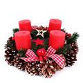 DECORAZIONE NATALE CENTROTAVOLA CON 4 CANDELE ROSSE DIAM.30H10