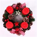DECORAZIONE NATALE CENTROTAVOLA CON 4 CANDELE ROSSE DIAM.30H10