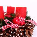 DECORAZIONE NATALE CENTROTAVOLA CON 4 CANDELE ROSSE DIAM.30H10
