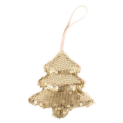 DECORAZIONE NATALE ALBERO PAILLETTE DORATE CM.11X3H11