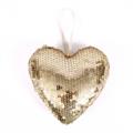 DECORAZIONE NATALE CUORE PAILLETTE DORATE CM.13X4H13