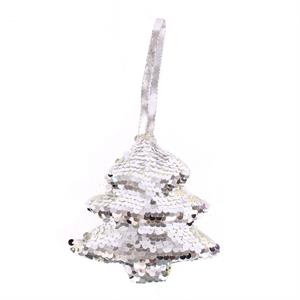 DECORAZ. NATALE ALBERO PAILLETTE ARGENTO CM.11X3H11