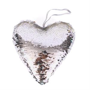 DECORAZ. NATALE CUORE PAILLETTE ARGENTO CM.16,5X6.5H17