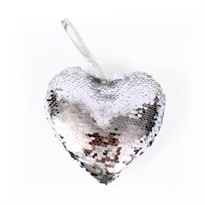 DECORAZ. NATALE CUORE PAILLETTE ARGENTO CM.13X4H13