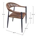 POLTRONA GRETA ALLUMINIO E PVC MARRONE E ANTRACITE CM 56X62H78