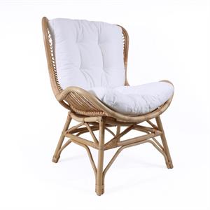 POLTRONA ARIETTA IN RATTAN NATURALE CON CUSCINO CM 72X72H99