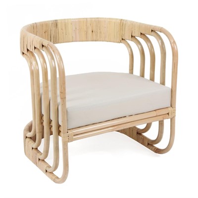 POLTRONA LEVATO IN RATTAN NATURALE  CON CUSCINO CM 60X62H65
