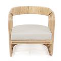 POLTRONA LEVATO IN RATTAN NATURALE  CON CUSCINO CM 60X62H65
