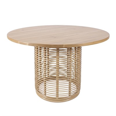 TAVOLO PRANZO ARISTA IN RATTAN NATURALE E LEGNO DI TEAK DIAMETRO CM120H75