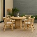 TAVOLO PRANZO ARISTA IN RATTAN NATURALE E LEGNO DI TEAK DIAMETRO CM120H75