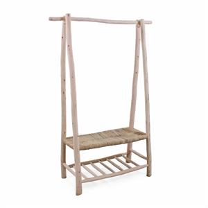 ATTACCAPANNI IN LEGNO DI ABETE CON RIPIANO INTRECCIATO IN ERBA PALUSTRE CM 80X40H170
