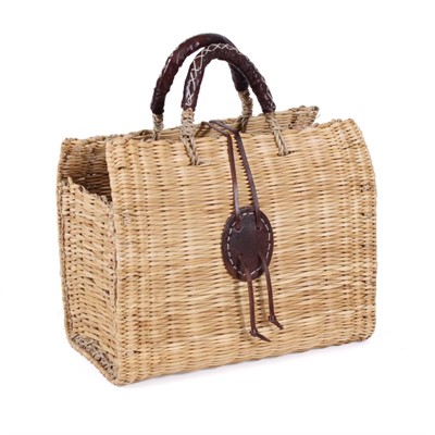 BORSA IN GIUNCO CM 32H26 CON MANICI RIVESTITI IN CUOIO
