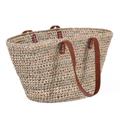 BORSA IN PALMA OVALE TRAFORATA CON MANICI IN CUOIO CM46X15H25