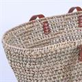 BORSA IN PALMA OVALE TRAFORATA CON MANICI IN CUOIO CM46X15H25